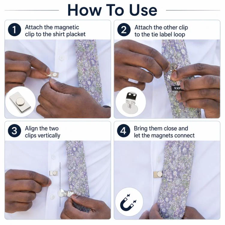 Wrinkle-resistant Automatically Fixed Shirt Magnetic Invisible Tie Clip(Silver) - Image 7