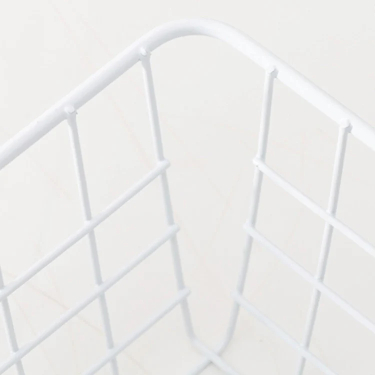 Wrought Iron Tabletop Snack Storage Box Sundries With Cloth Storage Basket(White) - Image 9