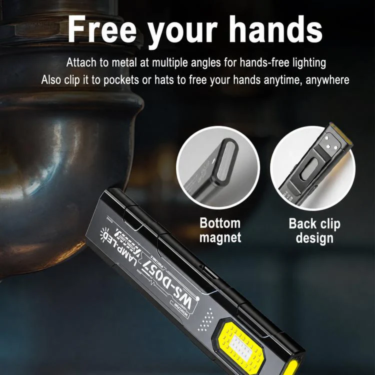 WS-D057 Ultra-Thin Multifunctional COB High Bright Flashlight Outdoor Portable Clip-On Magnetic LED Work Light - Image 4