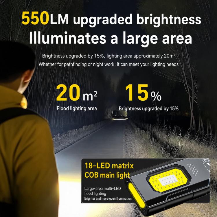 WS-D057 Ultra-Thin Multifunctional COB High Bright Flashlight Outdoor Portable Clip-On Magnetic LED Work Light - Image 7