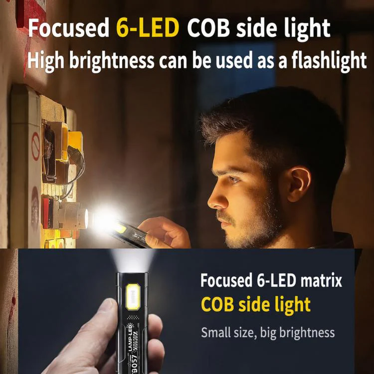 WS-D057 Ultra-Thin Multifunctional COB High Bright Flashlight Outdoor Portable Clip-On Magnetic LED Work Light - Image 8