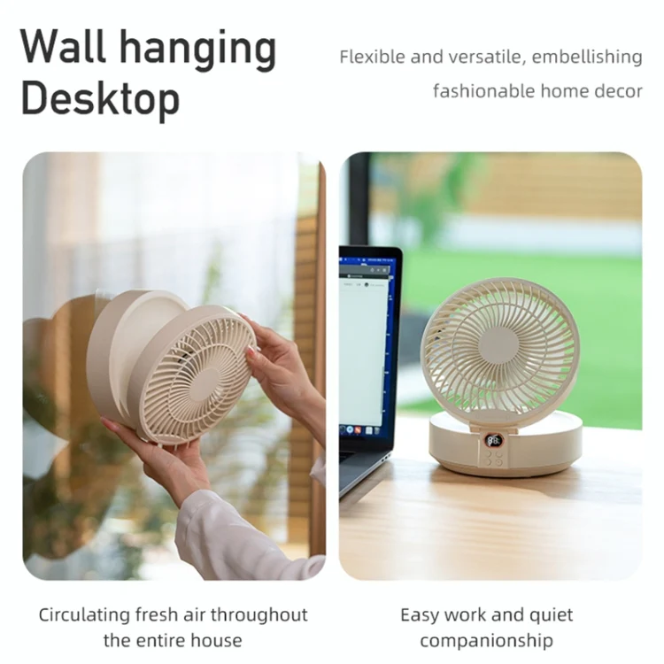 WSK302 4000mAh Swivel Head Wall Mounted Fan with Night Light(Pink) - Image 3