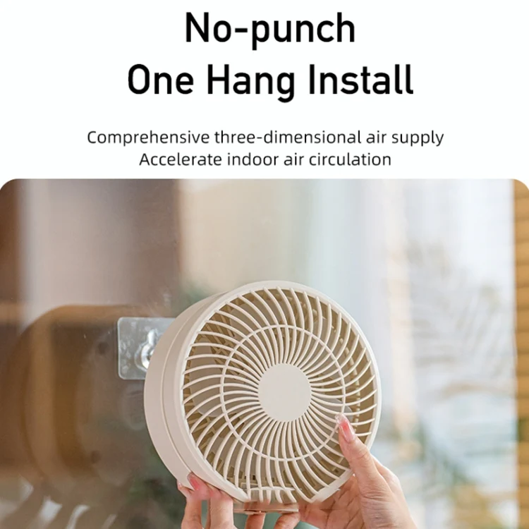 WSK302 4000mAh Swivel Head Wall Mounted Fan with Night Light(White) - Image 2