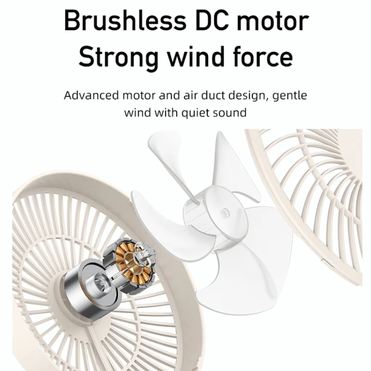 WSK302 4000mAh Swivel Head Wall Mounted Fan with Night Light(White) - Image 4