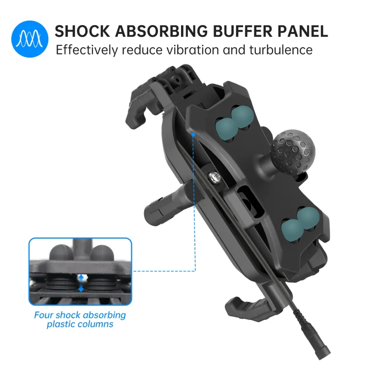 WUPP ZH-1848B1 15W Motorcycle Wireless Fast Charging Phone Navigation Holder, Style:M8 Ball Joint - Image 5