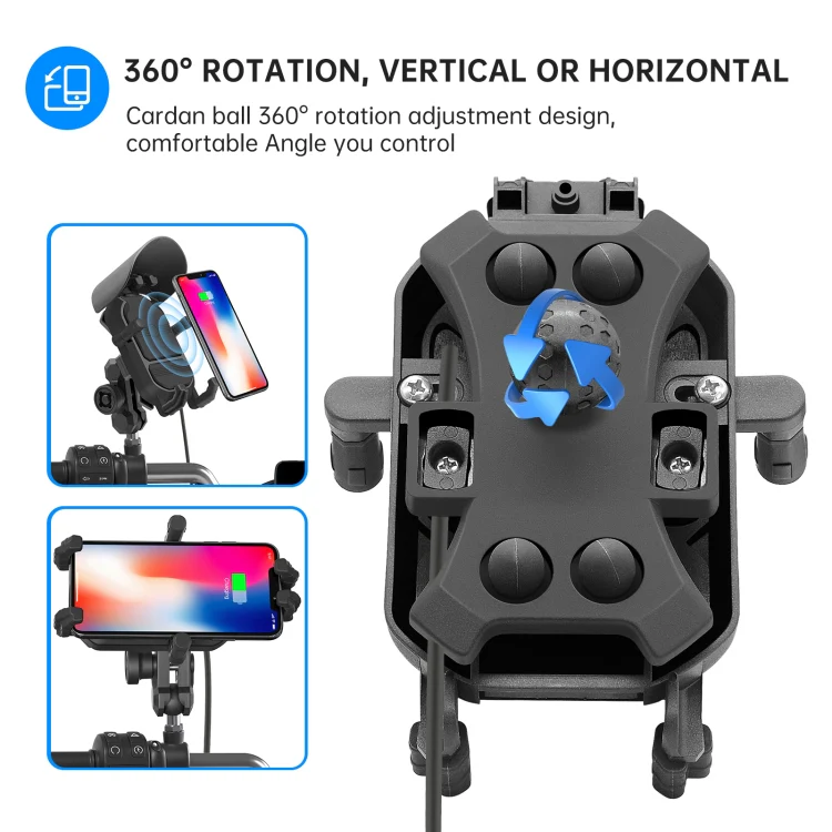 WUPP ZH-1848B1 15W Motorcycle Wireless Fast Charging Phone Navigation Holder, Style:M8 Ball Joint - Image 6