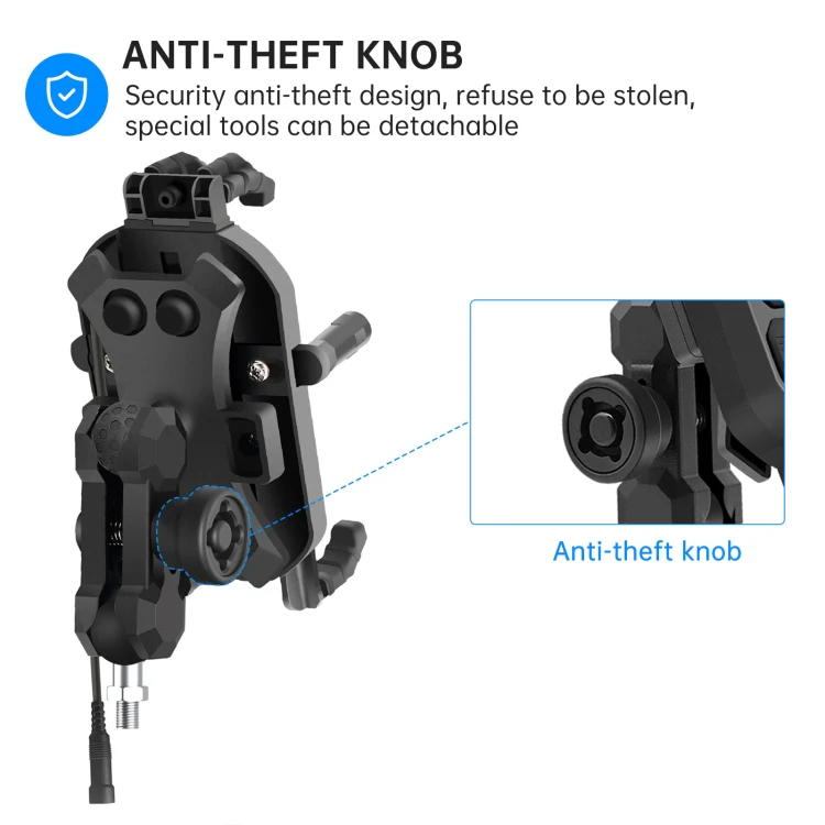 WUPP ZH-1848B1 15W Motorcycle Wireless Fast Charging Phone Navigation Holder, Style:M8 Ball Joint - Image 7