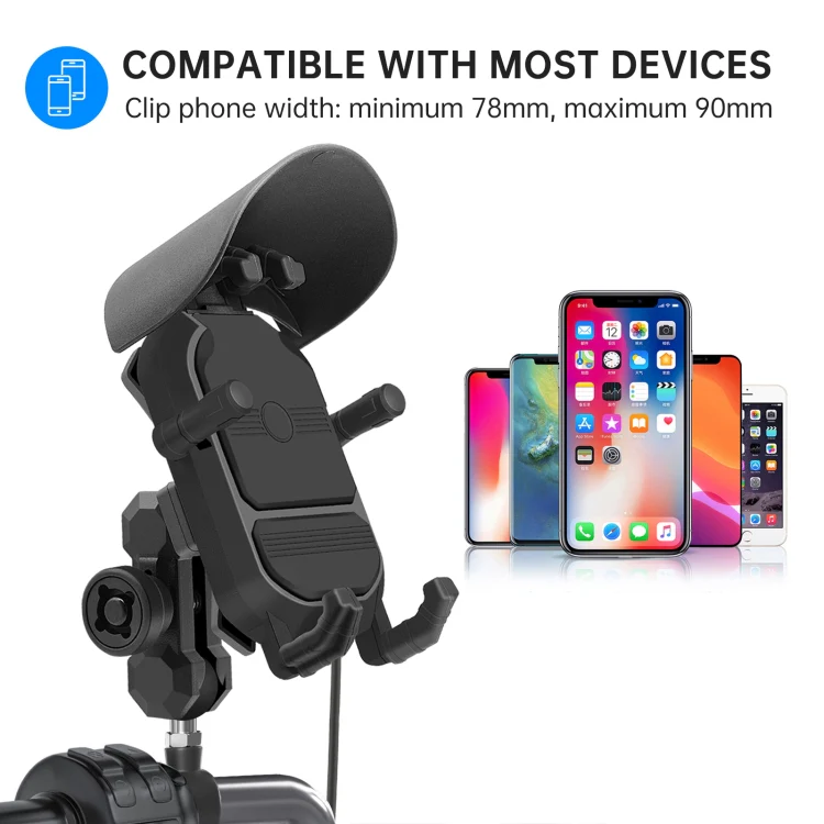 WUPP ZH-1848B1 15W Motorcycle Wireless Fast Charging Phone Navigation Holder, Style:M8 Ball Joint - Image 9