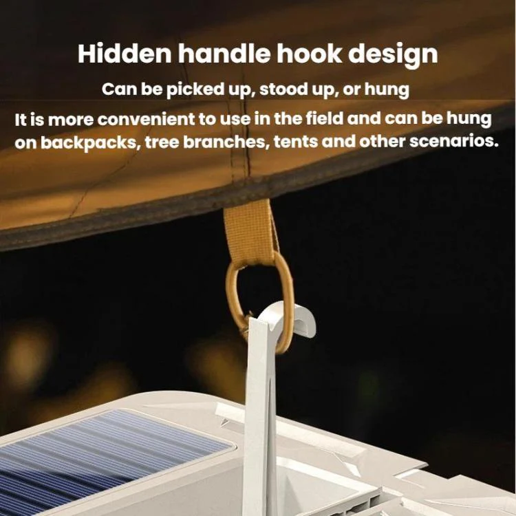 WUSHANG WS-HD52 Portable Foldable Solar String Light With Battery Indicator Multi-Level Dimmable Camping Lantern(Black) - Image 4