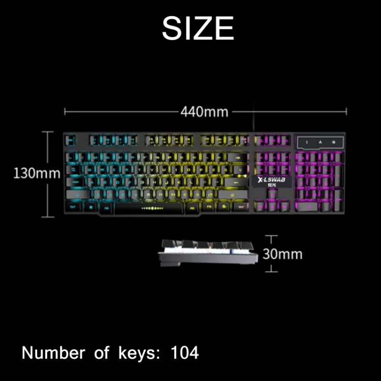 X-L SWAB GX50 Computer Manipulator Feel Wired Keyboard + Macro Programming Mouse, Color： Black Mixed Light - Image 3