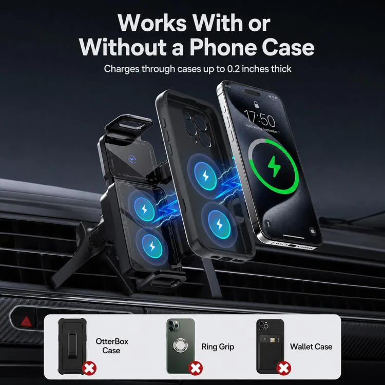 X06 Foldable Screen 15W Wireless Charger Rotating Navigation Bracket(Grey Bracket + Tripod) - Image 11