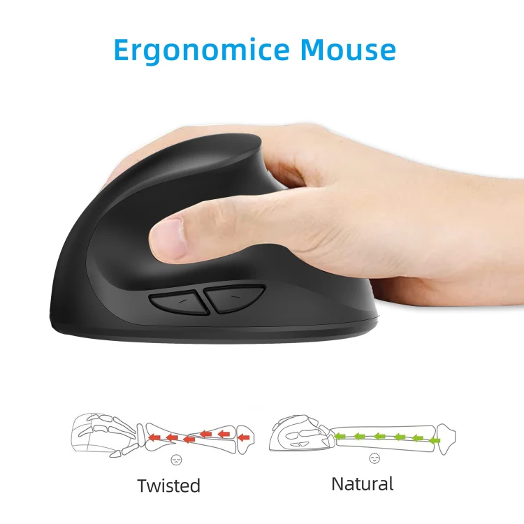 X10 2.4G Wireless Rechargeable Vertical Ergonomic Gaming Mouse(Black) - Image 3