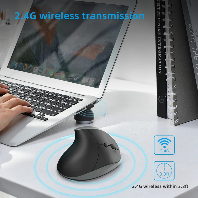 X10 2.4G Wireless Rechargeable Vertical Ergonomic Gaming Mouse(Grey) - Image 7