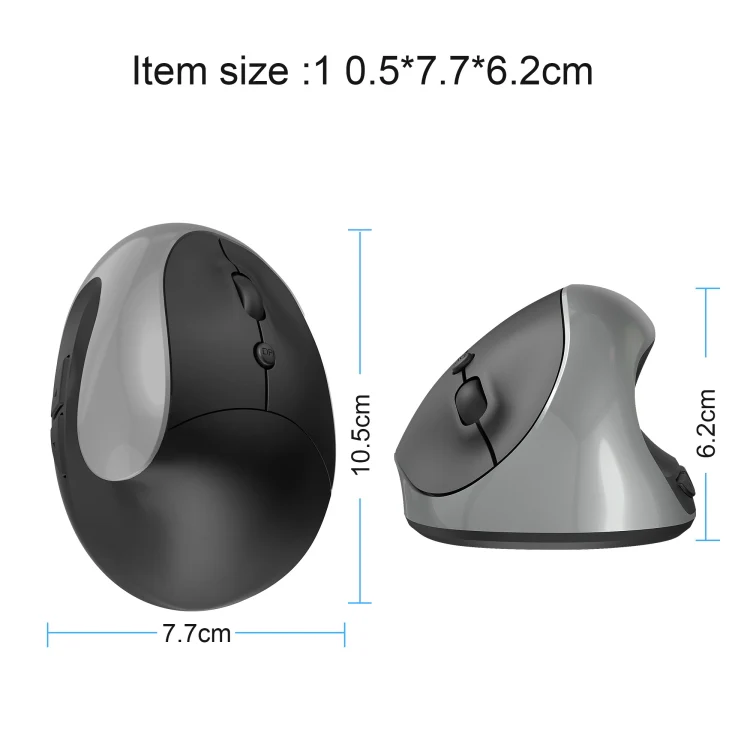 X10 2.4G Wireless Vertical Ergonomic Gaming Mouse(Grey) - Image 2