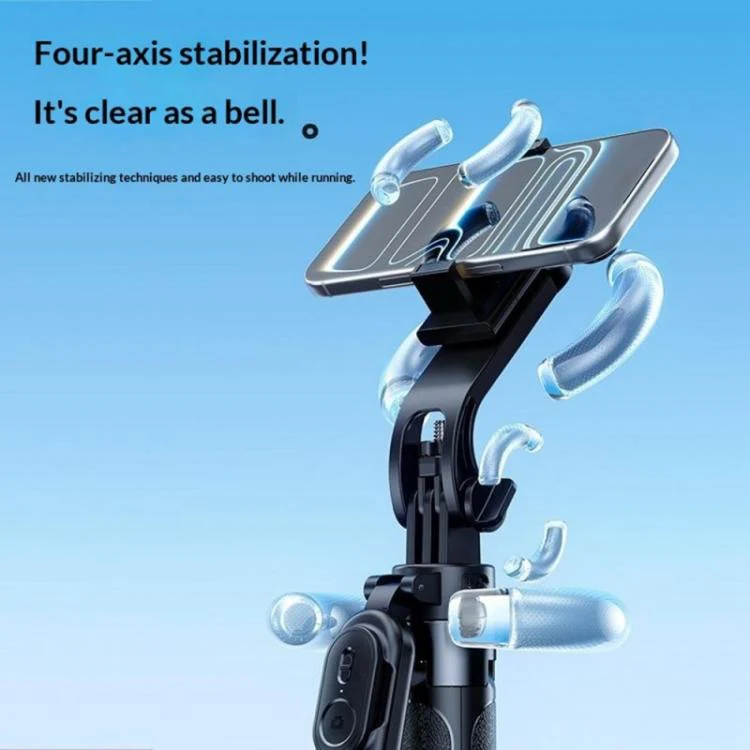 X2 1.3m Extendable 4-Axis Stabilization Phone Holder Bluetooth Remote Control Selfie Stick Tripod(Black) - Image 6