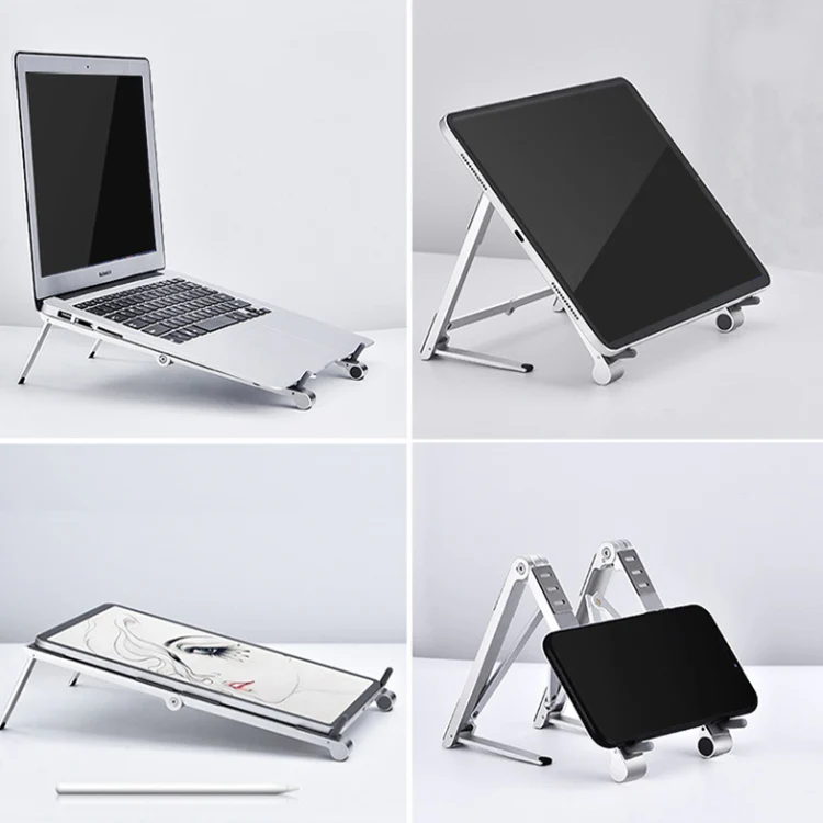 X23 3 In 1 Portable Storage Foldable Aluminum Phone Tablet Stand(Grey) - Image 2