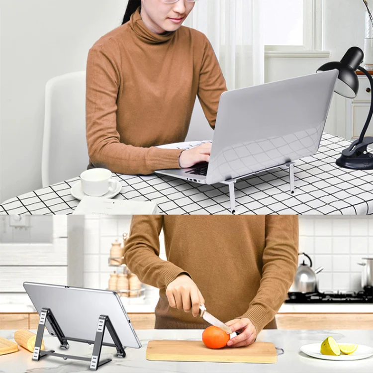 X23 3 In 1 Portable Storage Foldable Aluminum Phone Tablet Stand(Silver) - Image 6
