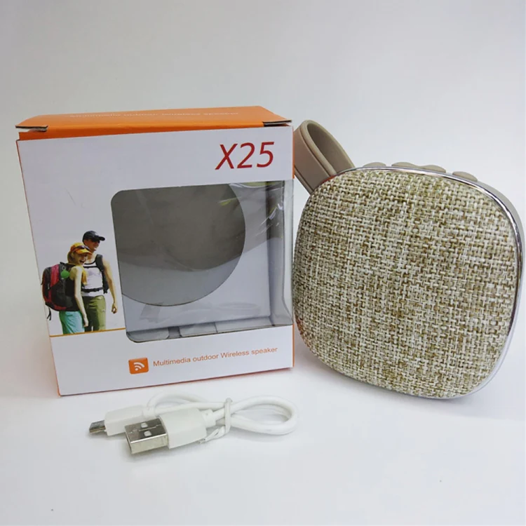 X25new Cloth Texture Square Portable Mini Bluetooth Speaker, Support Hands-free Call & TF Card & AUX(Blue) - Image 6