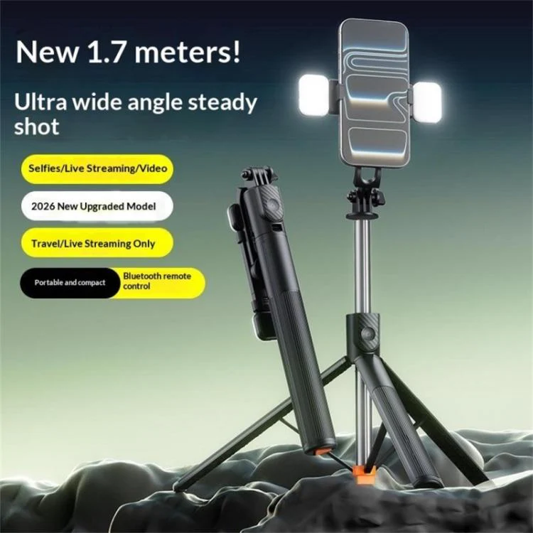 X5SE Portable Live Streaming Phone Stand 1.7m Extension Bluetooth Remote Control Selfie Stick Tripod(White) - Image 3