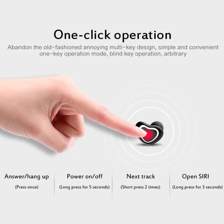 X7 Bluetooth 4.1 Mini Invisible Wireless Sports Bluetooth Earphone with Charging Box (Red) - Image 5