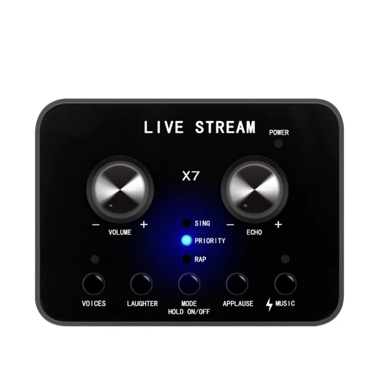 X7 Sound Card Voice Changer Mobile Phone And Computer Compatible With External Electronic Voice Call Microphone Live Sound Card(English Version)
