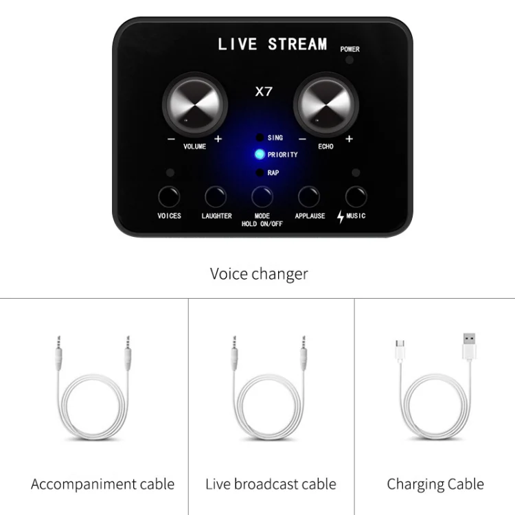 X7 Sound Card Voice Changer Mobile Phone And Computer Compatible With External Electronic Voice Call Microphone Live Sound Card(English Version) - Image 7