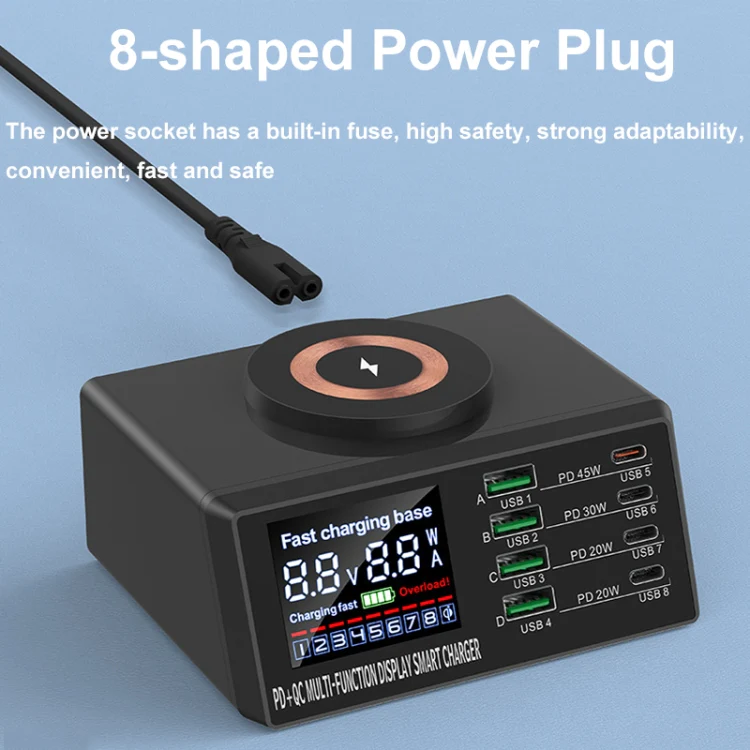 X9M 9-in-1 110W USB+PD Smart Multi-ports QI Magnetic Wireless Charger, Spec: Black AU Plug - Image 9