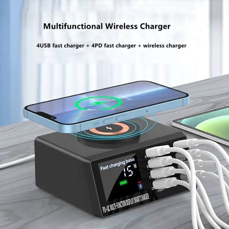 X9M 9-in-1 110W USB+PD Smart Multi-ports QI Magnetic Wireless Charger, Spec: Black US Plug - Image 7