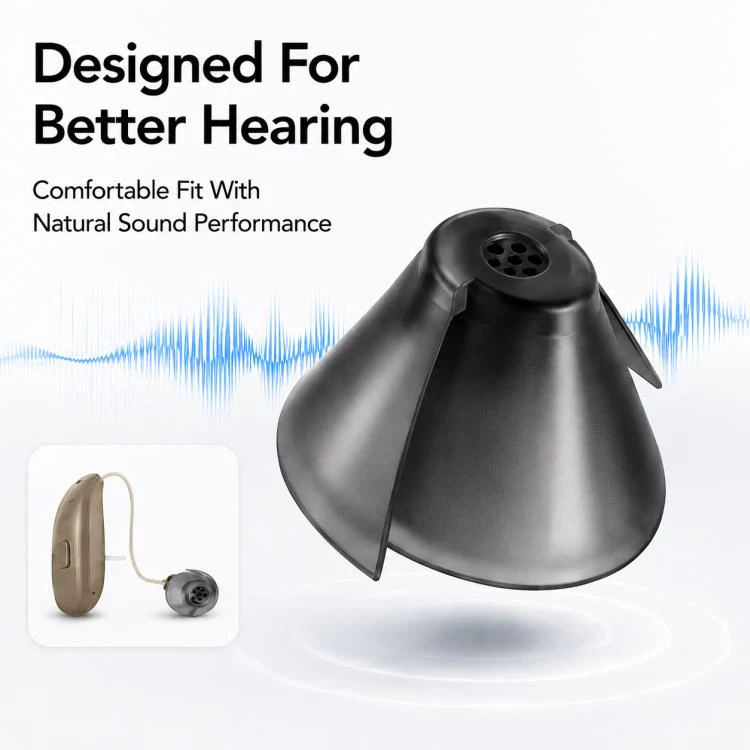 XDcase 10pcs Universal Tulip Design Semi-open RIC Hearing Aid Domes Kit(Transparent White) - Image 3