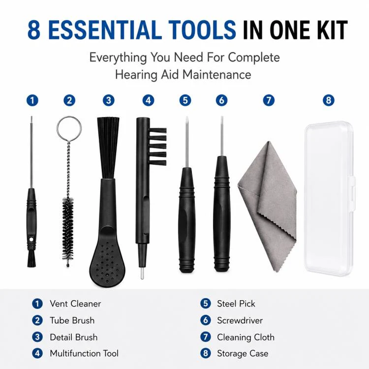 XDcase 8 in 1 Hearing Aid Cleaning Tools Kit - Image 4
