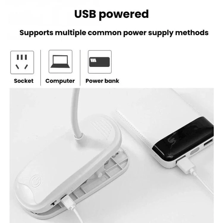 Xiajule Dual-Head Eye-Caring Clip On Lamp, Portable LED Rechargeable Student Reading Lamp, Spec: 1200mAh - Image 10