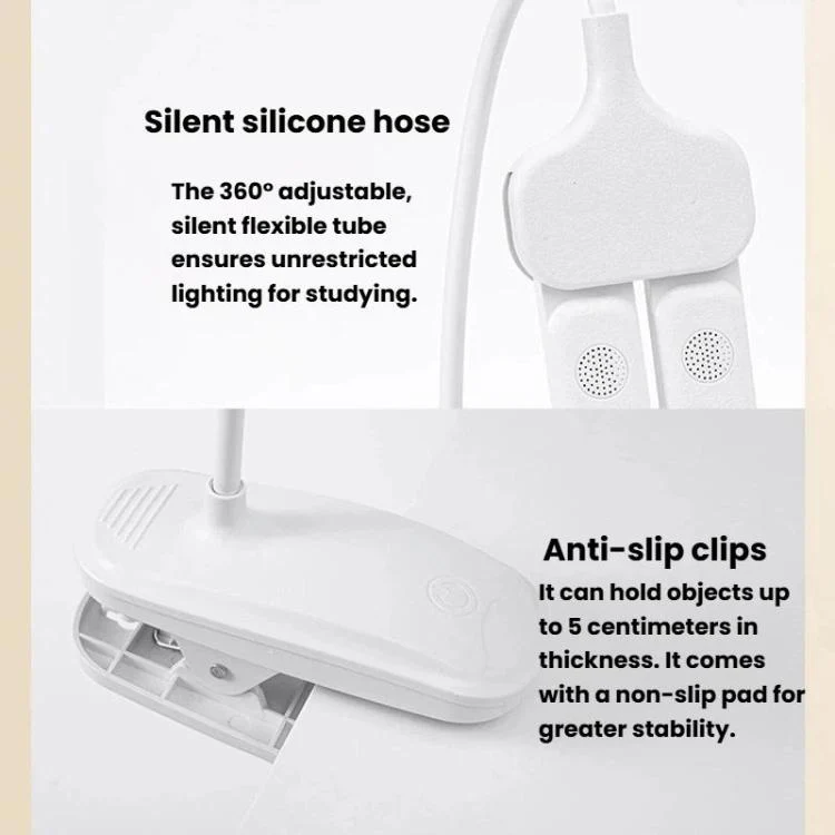 Xiajule Dual-Head Eye-Caring Clip On Lamp, Portable LED Rechargeable Student Reading Lamp, Spec: 1200mAh - Image 11