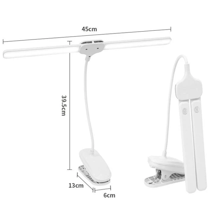 Xiajule Dual-Head Eye-Caring Clip On Lamp, Portable LED Rechargeable Student Reading Lamp, Spec: 1200mAh - Image 12