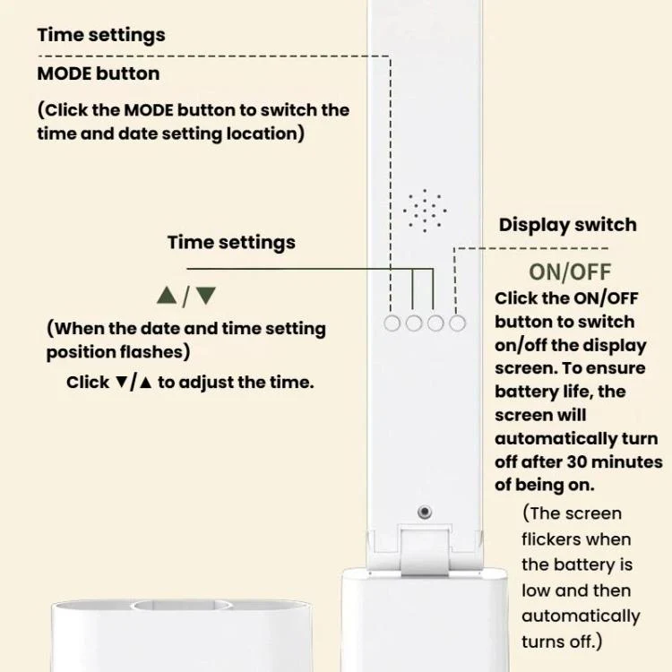 Xiajule Portable LED Desk Lamp With Time Display & Pen Holder, Dimmable Eye-Caring Lamp For Reading Homework, Spec: 1800mAh - Image 11