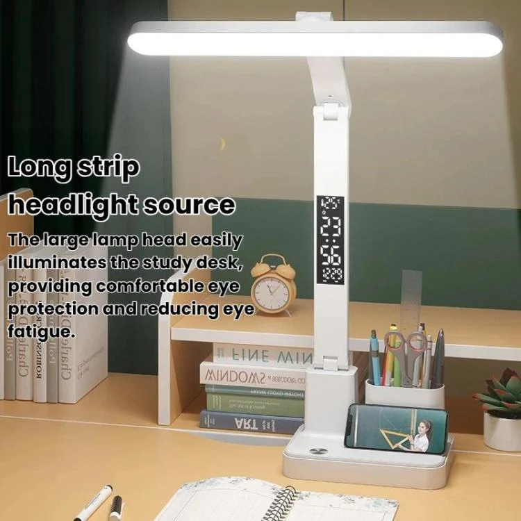 Xiajule Portable LED Desk Lamp With Time Display & Pen Holder, Dimmable Eye-Caring Lamp For Reading Homework, Spec: 1800mAh - Image 2