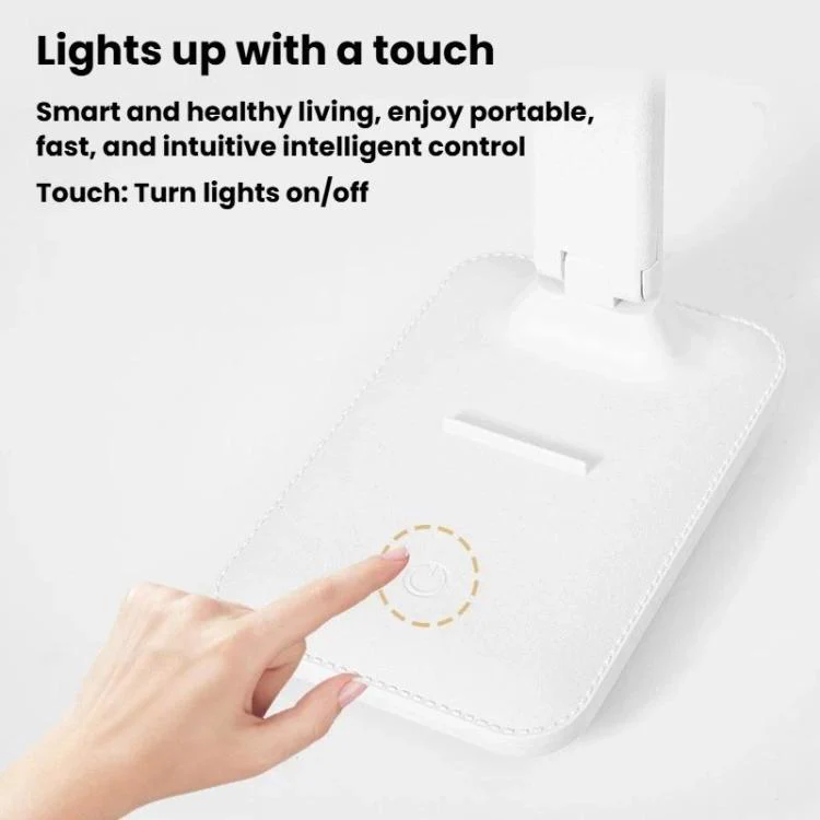 Xiajule Three-Color Temperature LED Folding Eye-Caring Desk Lamp, USB Stepless Dimmable Reading Light For Bedroom Dormitory, Spec: Rechargeable 1200mAh - Image 7