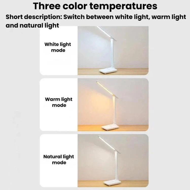 Xiajule Three-Color Temperature LED Folding Eye-Caring Desk Lamp, USB Stepless Dimmable Reading Light For Bedroom Dormitory, Spec: Rechargeable 800mAh - Image 8