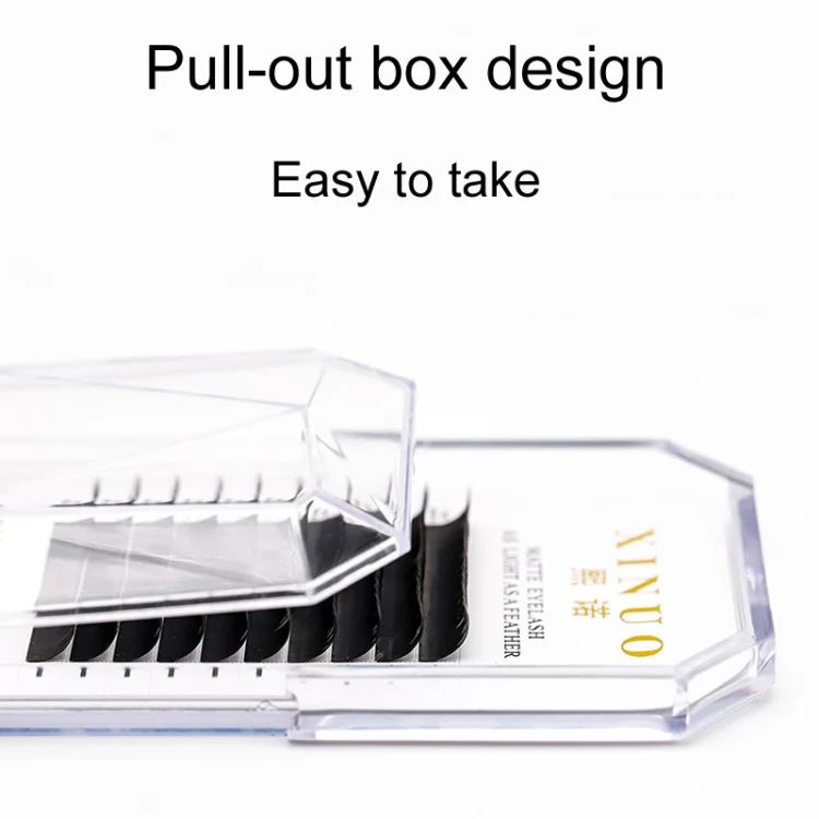 XINUO 10rows /Box Single Flat Hair Eyelash Extensions Double Tip Soft Matte False Eye Liners, Model: 0.20 B Curved(9mm) - Image 4