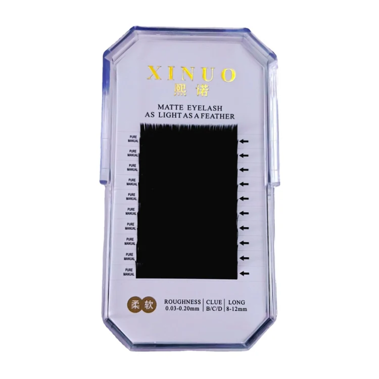 XINUO 10rows /Box Single Flat Hair Eyelash Extensions Double Tip Soft Matte False Eye Liners, Model: 0.20 CC Curved(9mm)