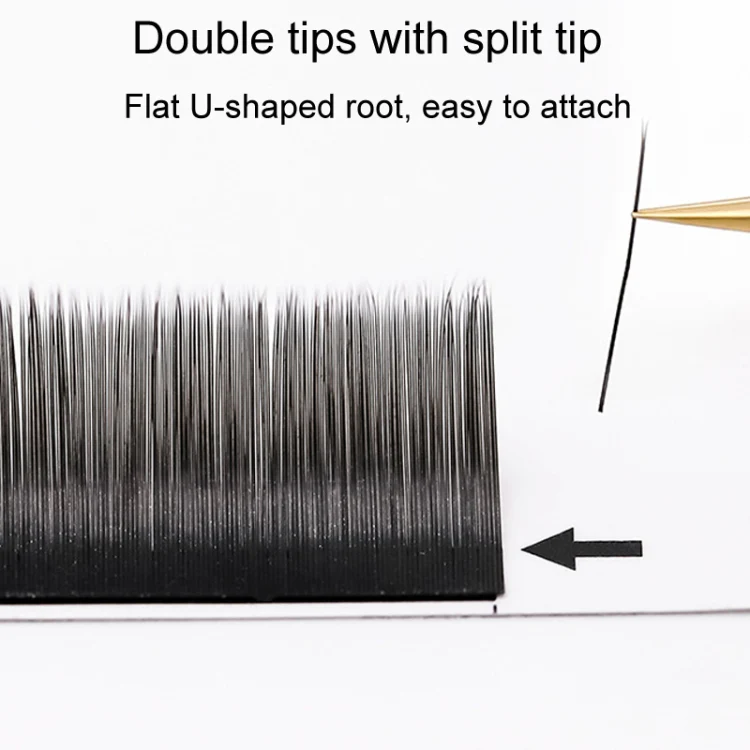 XINUO 10rows /Box Single Flat Hair Eyelash Extensions Double Tip Soft Matte False Eye Liners, Model: 0.20 DD Curved(8mm) - Image 5
