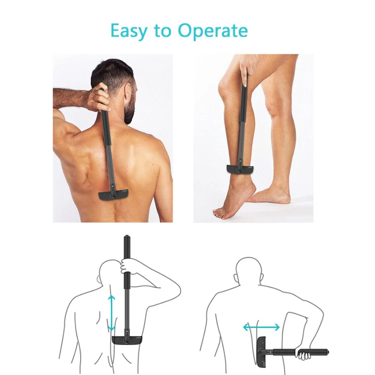 XPREEN XPRE034 Stretchable Handle Stainless Steel Blade Back Shaver Adjustable Back Razor with Lanyard for Men(Black) - Image 9