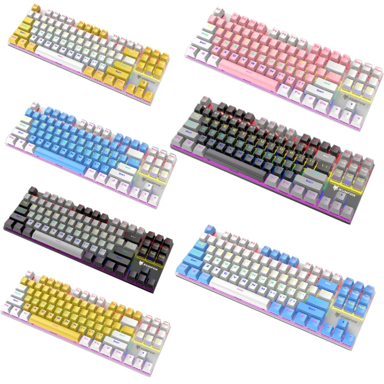 XUNFOX K80 87 Keys Wired Gaming Mechanical Illuminated Keyboard, Cable Length:1.5m(Blue White) - Image 2