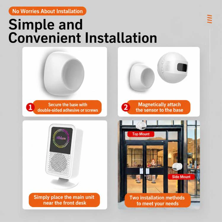 XY-501 Rechargeable Magnetic Sensor Split Welcome Doorbell(1 For 1 White) - Image 11