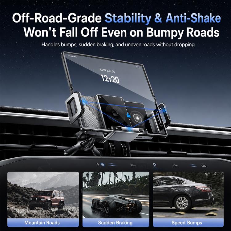 Y10 Car Adjustable Coil 15W Wireless Charger Rotating Navigation Bracket(Silver) - Image 9