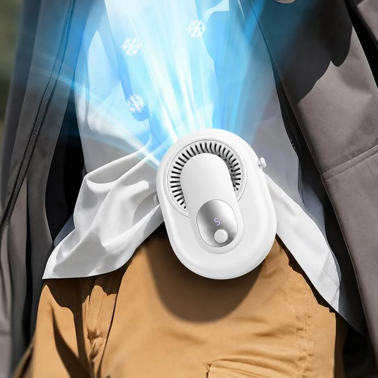Y10 Portable Waist Fan With Power Display Rechargeable Neck Fan For Outdoor Use(White)