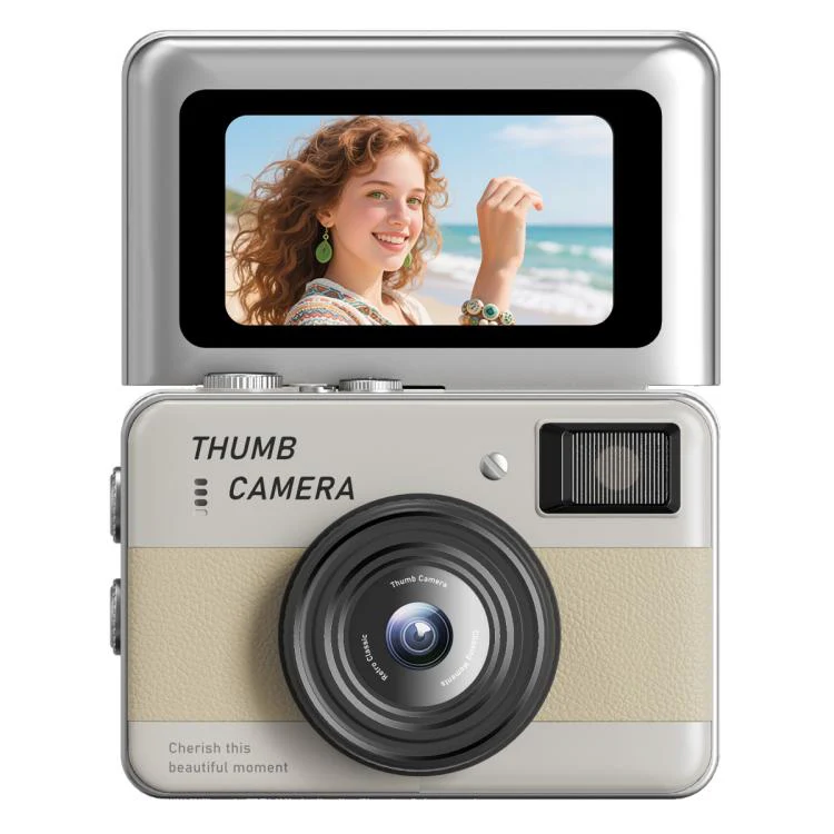 Y11 Macaron Dual-Color CCD 16X Zoom Mini Digital Camera for Kids with 180 Degree Flip Selfie Screen(Leather Saddle Brown)