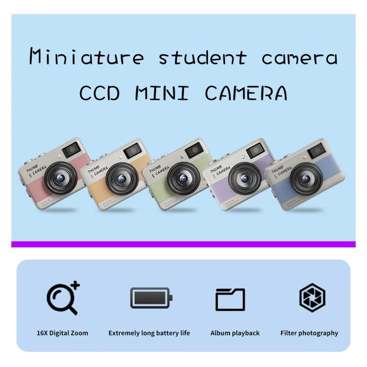 Y11 Macaron Dual-Color CCD 16X Zoom Mini Digital Camera for Kids with 180 Degree Flip Selfie Screen(Leather Saddle Brown) - Image 8