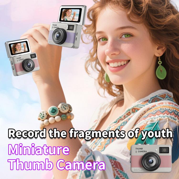 Y11 Macaron Dual-Color CCD 16X Zoom Mini Digital Camera for Kids with 180 Degree Flip Selfie Screen(Matte Black) - Image 5