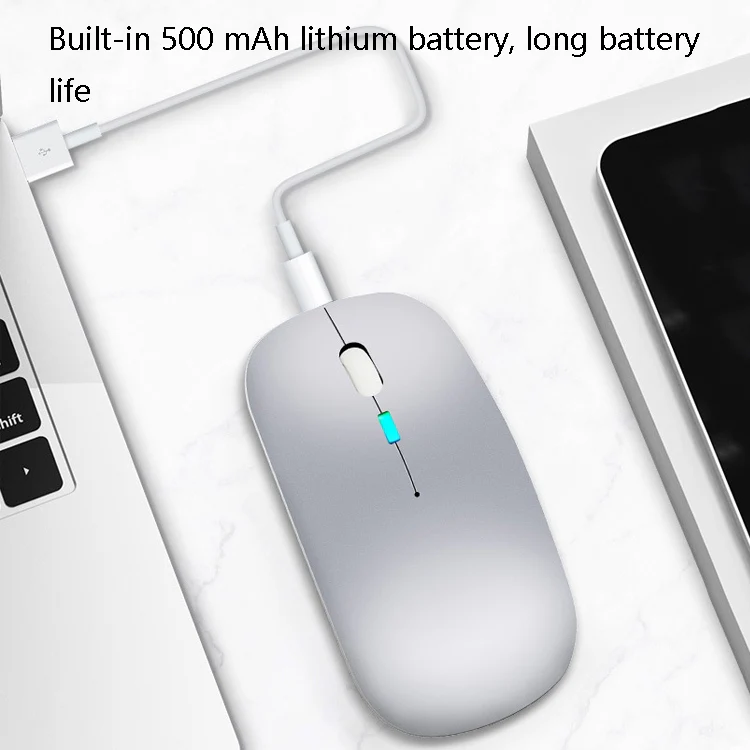 Y20 4 Keys Colorful Glow Charging Mute Mouse Notebook Game Wireless Mouse, Colour: 2.4G + Bluetooth (Silver) - Image 6