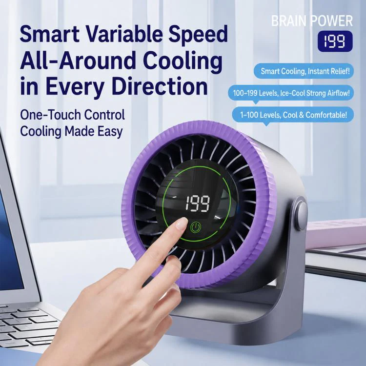 Y26 Dual-Duct Desktop Circulating Fan with Digital Display(Grey) - Image 15